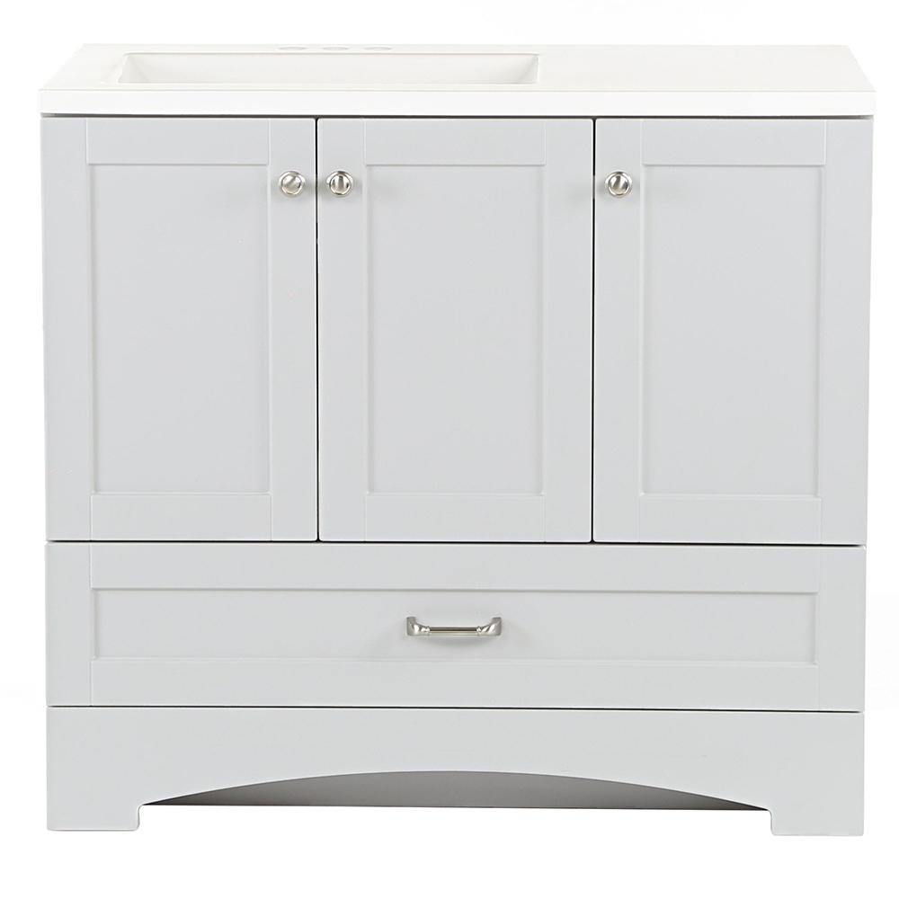 Glacier Bay Lancaster 36.25 in. W x 18.75 in. D Bath Vanity in Pearl Gray with Cultured Marble