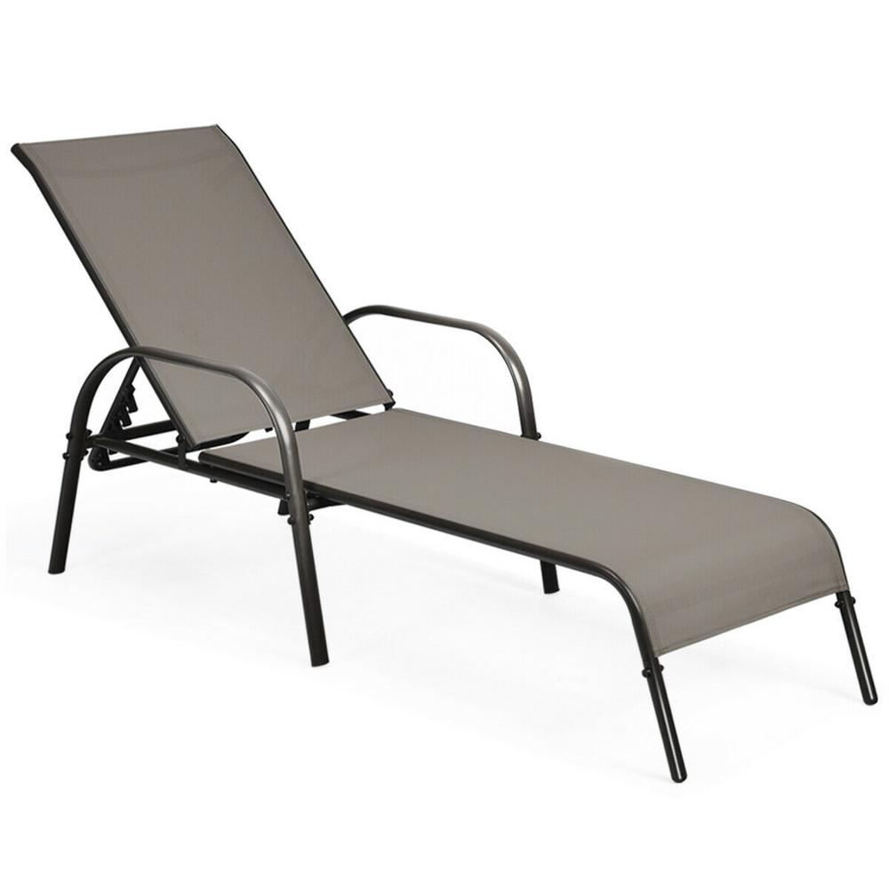 CASAINC Black Adjustable Metal Folding Outdoor Chaise Lounge-HYO15BK - The Home Depot