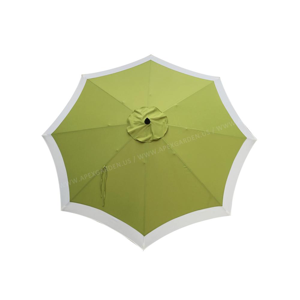 Apex Garden 9 Ft 8 Ribs Steel Market Crank Tilt Patio Umbrella In Oasis Green 11907001g The Home Depot