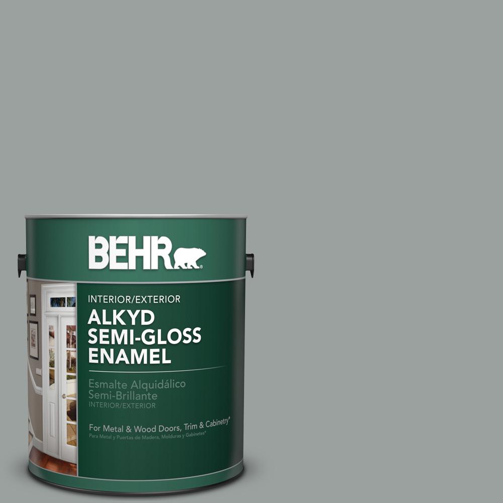 BEHR 1 gal. PPU1116 Brampton Gray SemiGloss Enamel Alkyd Interior