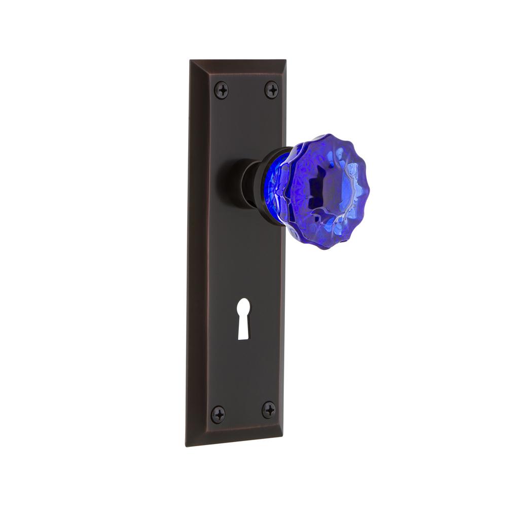 Nostalgic Warehouse New York Plate Interior Mortise Crystal Cobalt