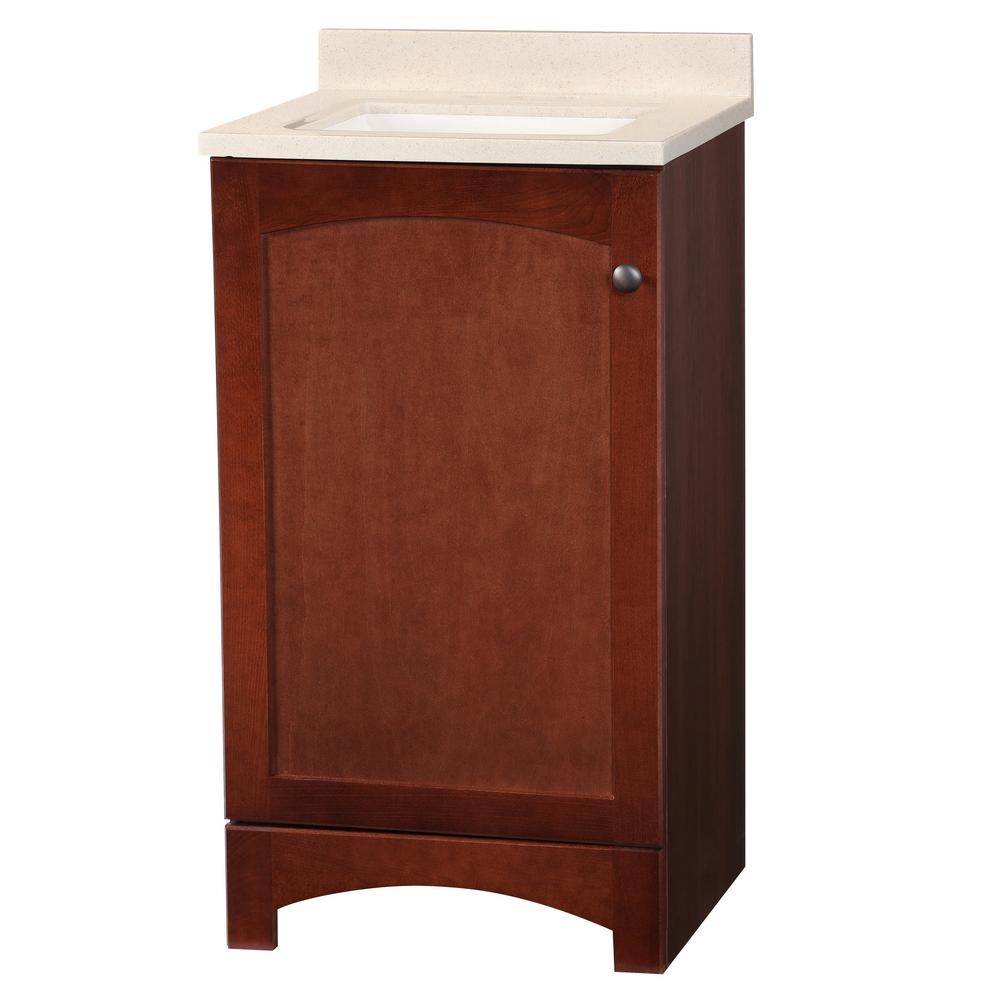UPC 094803098531 product image for Glacier Bay Bathroom Melborn 18 in. Vanity in Chestnut with Solid Surface Techno | upcitemdb.com