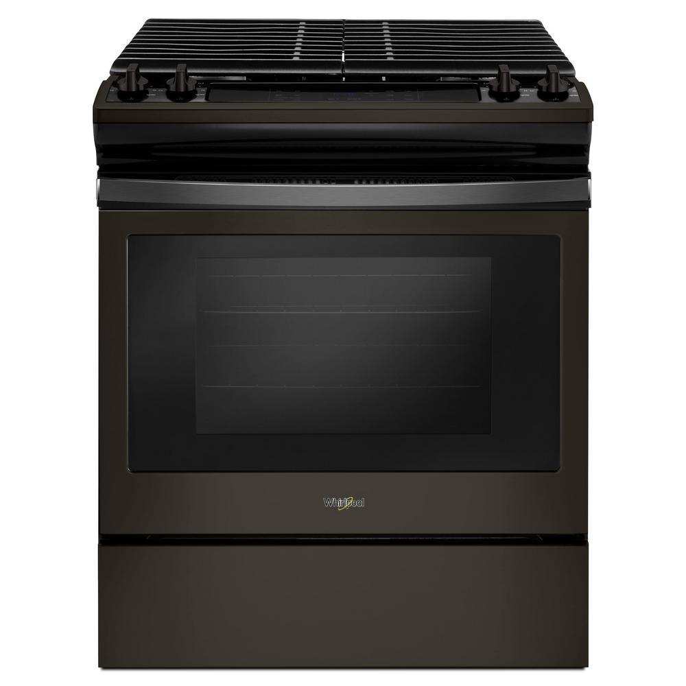 Whirlpool 5 0 Cu Ft Gas Range With Cast Iron Grates In Fingerprint Gas Range With Cast Iron Grates In Fingerprint Resistant