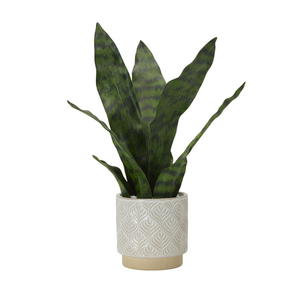 Elements 15 in. Snake Plant Artificial Plastic Greenery