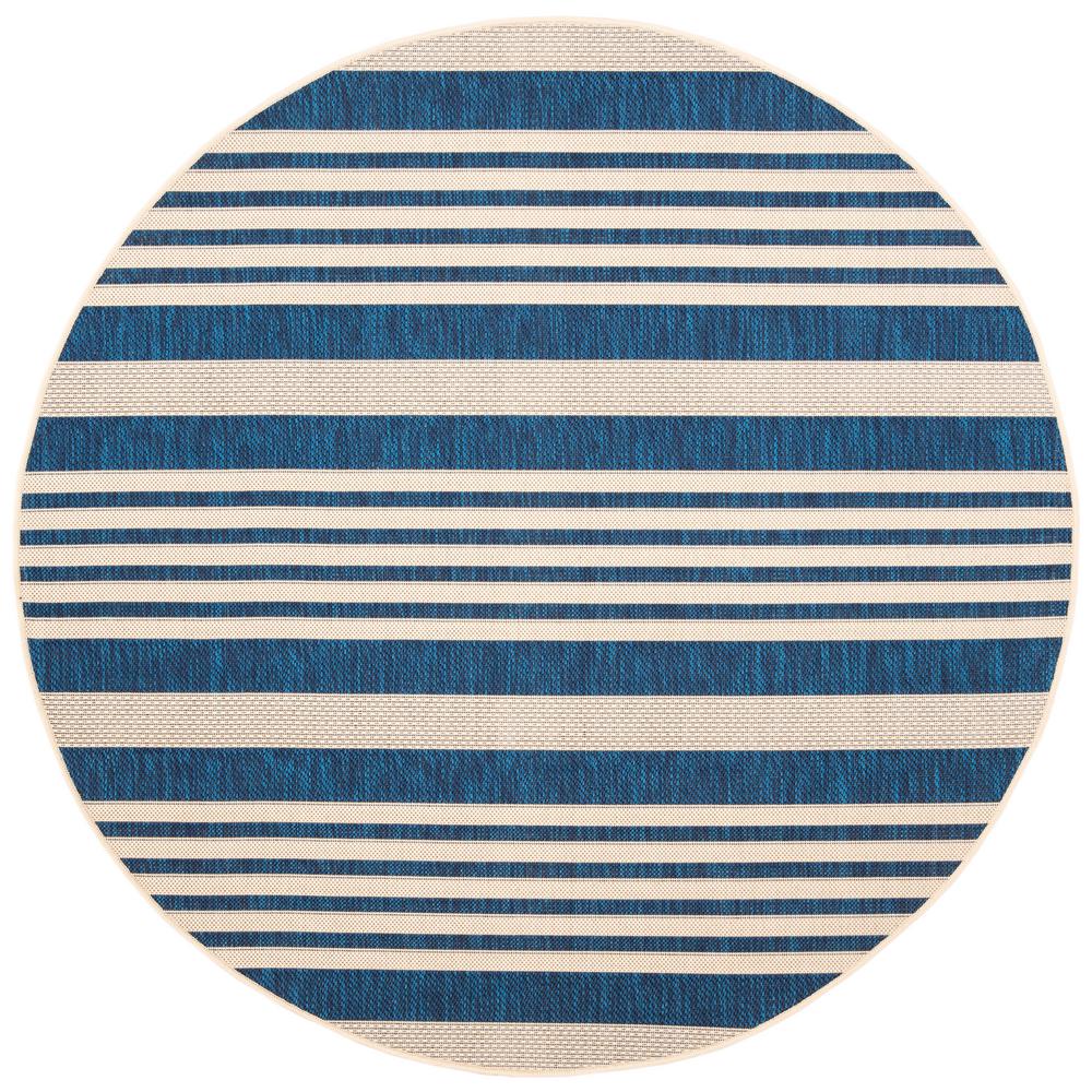 Safavieh Courtyard Navy/Beige 5 ft. x 5 ft. Indoor/Outdoor Round Area RugCY60622685R The