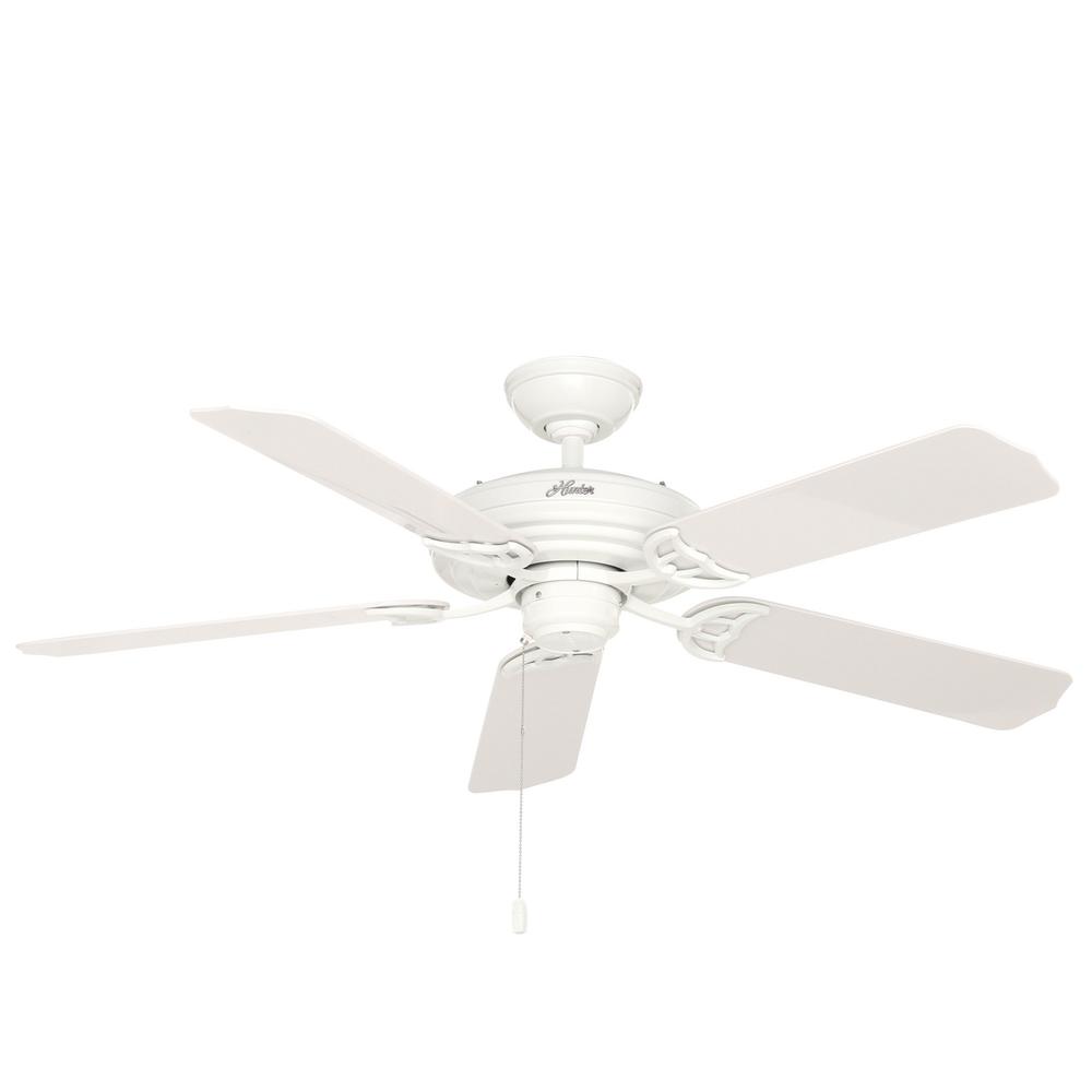 Hunter Sea Air 52 In Indoor Outdoor White Ceiling Fan 53054 The Home Depot - Hunter White Ceiling Fan Without Light Hunter Sea Air 52 In Indoor Outdoor White Ceiling Fan 53054 The Home Depot - Hunter White Ceiling Fan Without Light