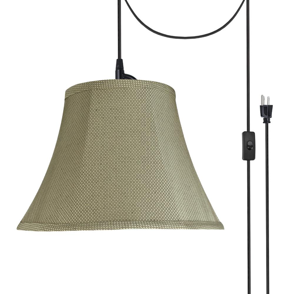 Aspen Creative Corporation 1 Light Black Plug In Swag Pendant With Light Black Plug In Swag Pendant