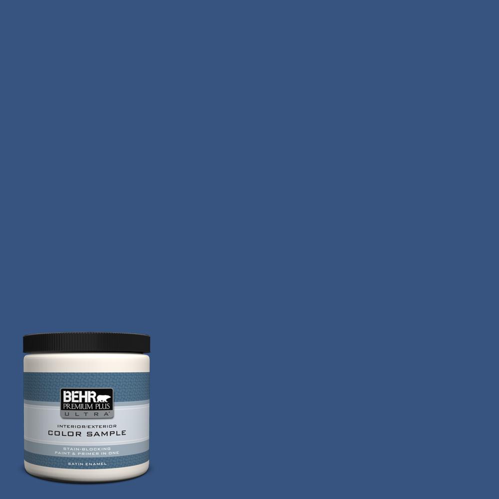 BEHR Premium Plus Ultra 8 oz. #S-G-600 Deep Azure Satin Enamel Interior ...