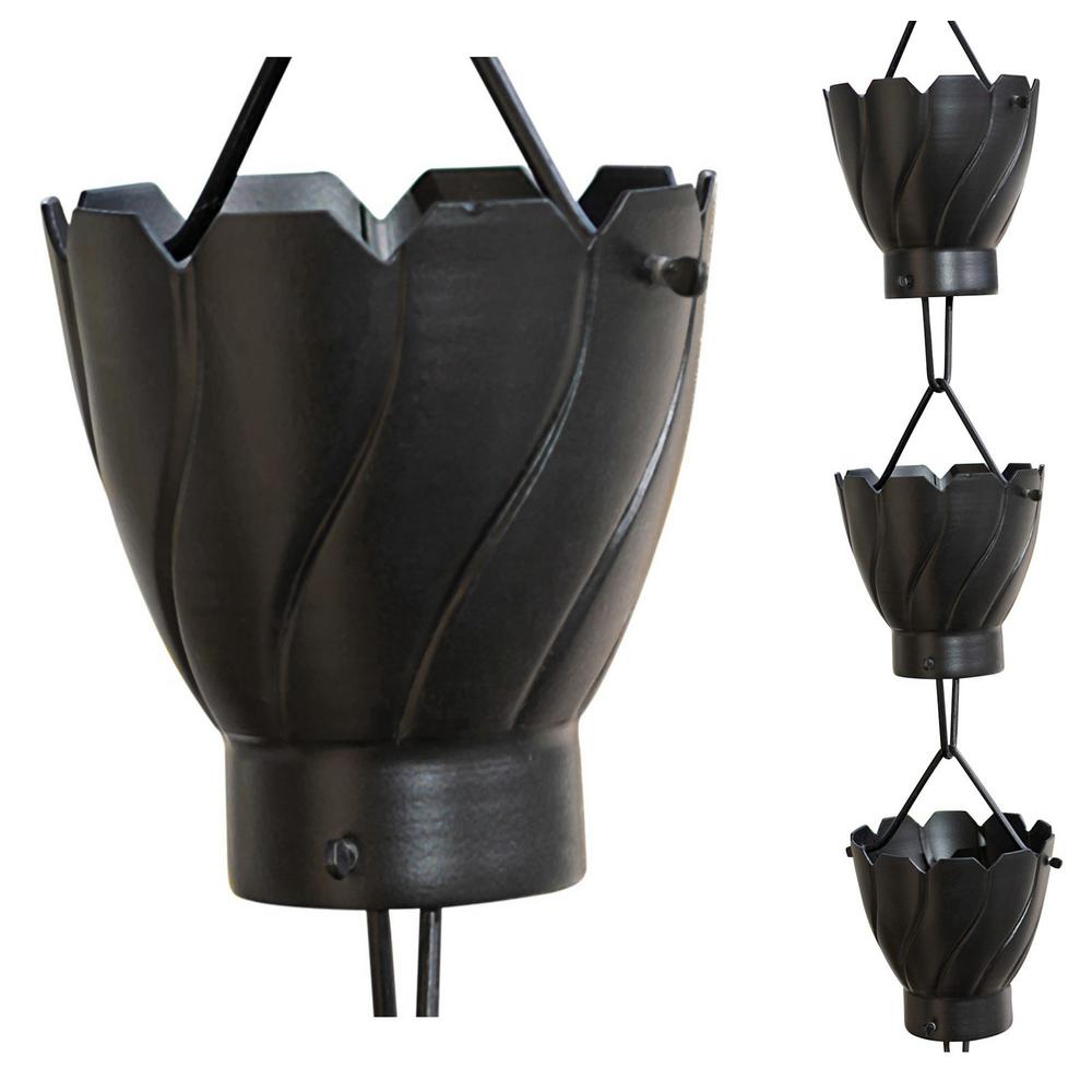 Monarch Rain Chains Monarch 81/2 ft. L Black Powder Coated Aluminum