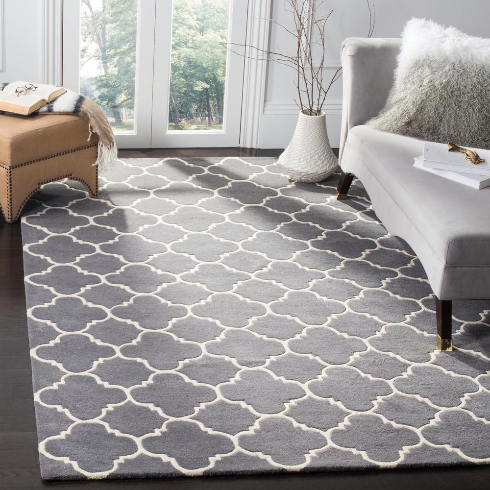 Safavieh Chatham Dark Grey Ivory 10 Ft X 14 Ft Area Rug Cht717d 10 The Home Depot