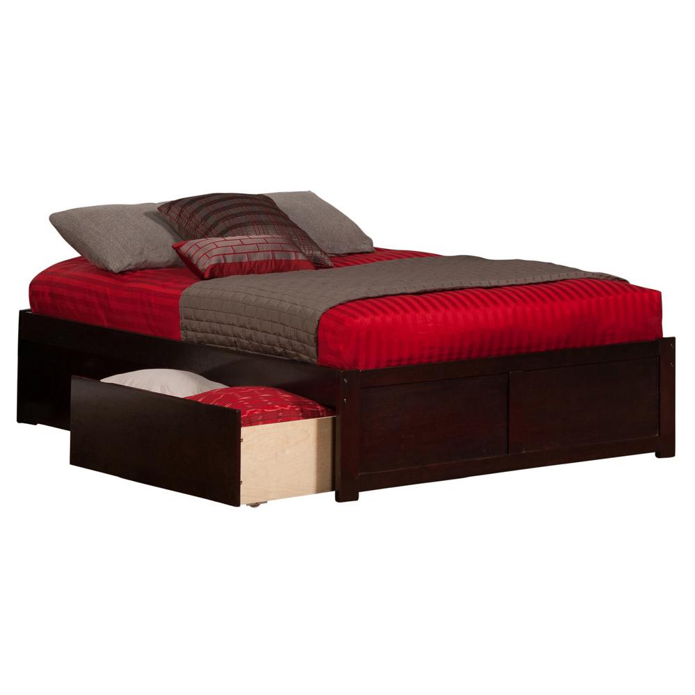 Atlantic Furniture Concord Espresso Full Platform Bed with Flat Panel