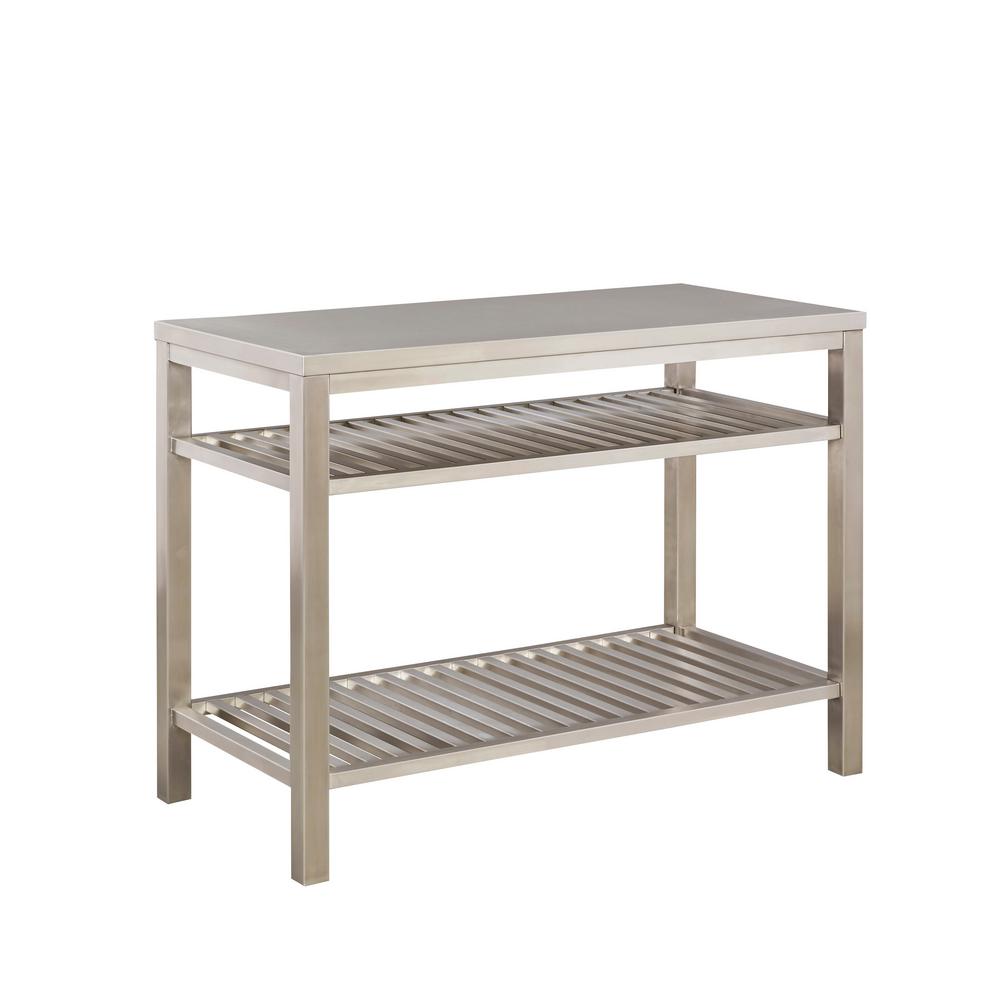 Home Styles Brushed Satin Stainless Steel Kitchen Island 5617 94 Brushed Satin Stainless Steel Kitchen Island By Home Styles