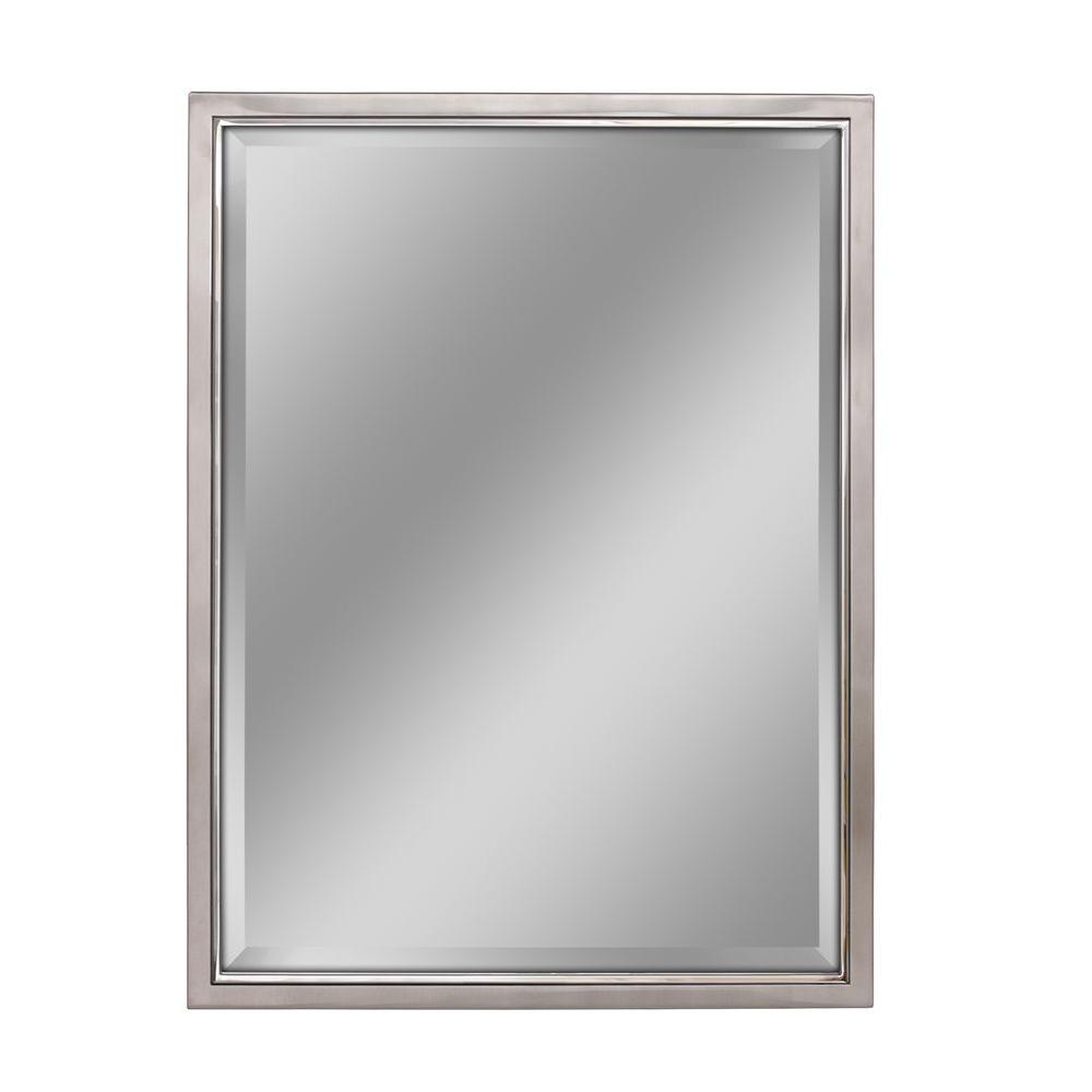 Deco Mirror 30 In W X 40 H Framed Rectangular Beveled Edge Bathroom Vanity Brush Nickel With Chrome Inner Lip 8773 The Home Depot Deco Mirror 30 In W X 40 H Framed, 30 X 40 Framed Bathroom Mirror