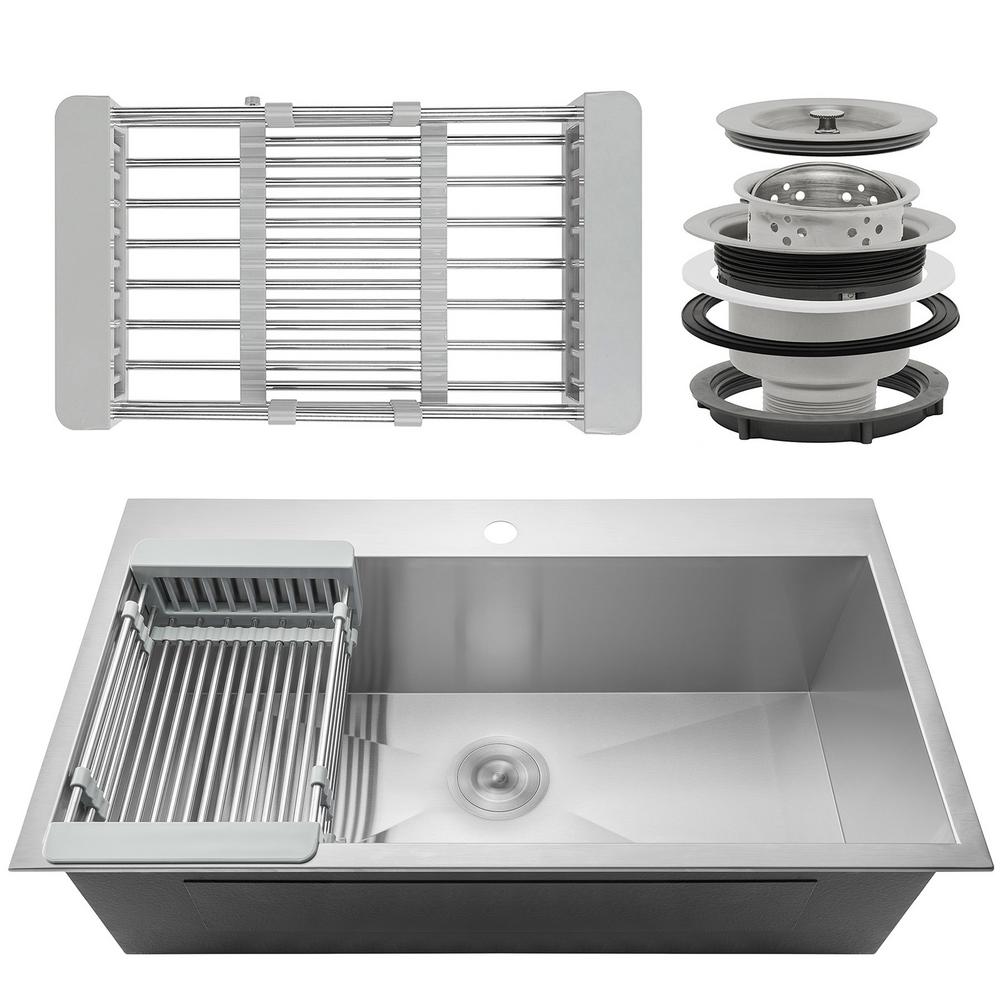 Akdy Handmade Drop In Stainless Steel 33 X 22 Single Bowl Kitchen Sink With Drying Rack Ks0101 The Home Depot - 22 X 33 Kitchen Sink Single Bowl Akdy Handmade Drop In Stainless Steel 33 X 22 Single Bowl Kitchen Sink With Drying Rack Ks0101 The Home Depot - 22 X 33 Kitchen Sink Single Bowl