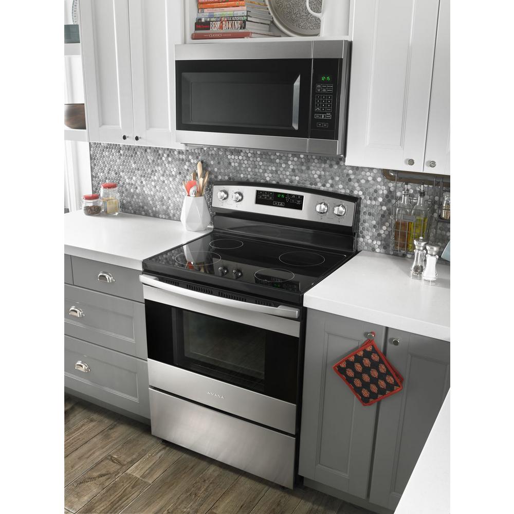 Amana 1 6 Cu Ft Over The Range Microwave In Stainless Steel