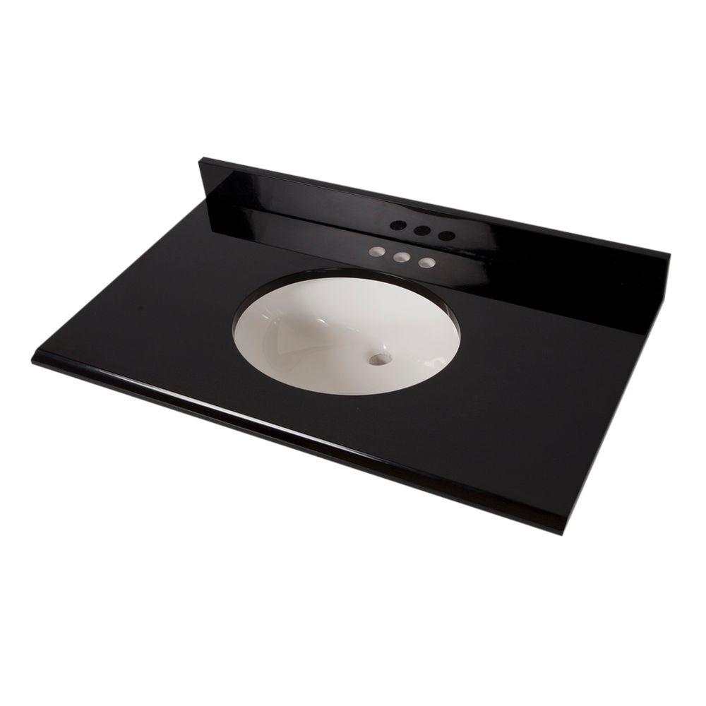 Glacier Bay Vanity Tops Bathroom Vanities The Home Depot 37 In X 22 Colorpoint Vanity Top Black With White Bowl