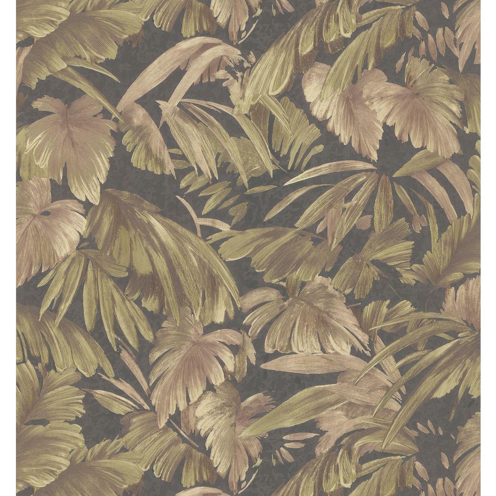 Brewster Kitchen And Bath Resource II Black Jungle Leaf Wallpaper Sample Brewster Kitchen And Bath Resource II Black Jungle Leaf Wallpaper Sample