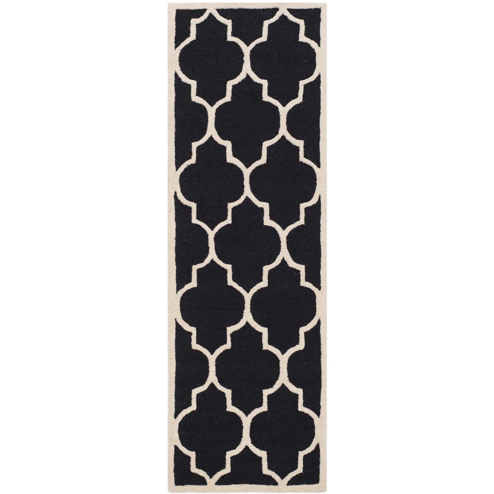 Runner 3 X 14 High Pile Area Rugs The Home Depot Cambridge Black Ivory 3 Ft X 14 Runner