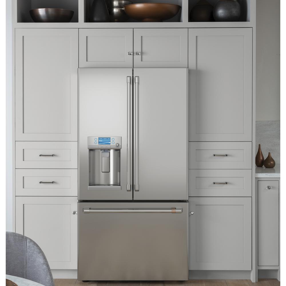 Smart French Door Refrigerator with Hot Water Dispenser in Stainless Steel Cafe CFE28TP2MS1 27.8 cu ft ENERGY STAR