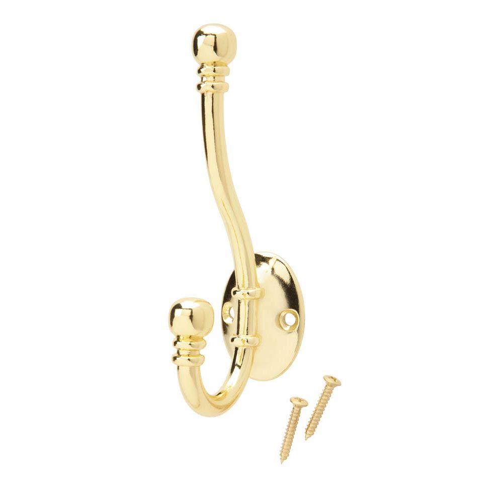 Everbilt Bright Brass Decorative Coat And Hat Hook 15735 The