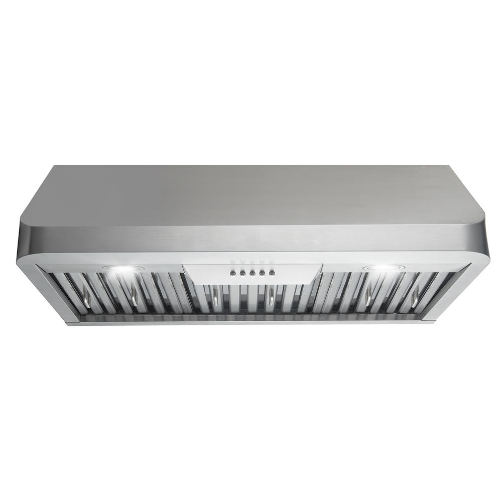 36 In 500 Cfm Under Cabinet Range Hood Stainless Steel With Push Control And Lights