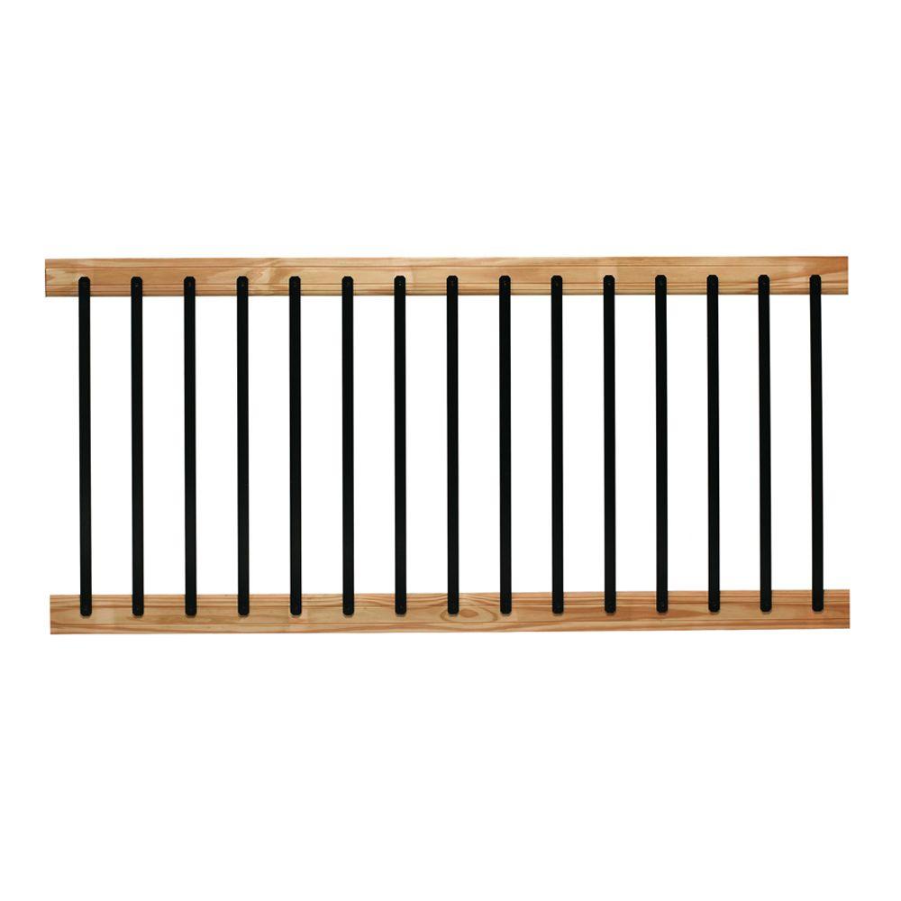 DeckoRail 6 Ft Pressure Treated Cedar Tone Aluminum Solid Lightning   Deckorail Deck Railing Systems 188174 64 1000 