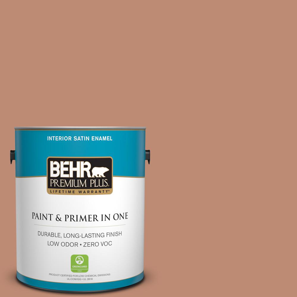 BEHR Premium Plus 1 gal. 230F5 Suntan Glow Satin Enamel Zero VOC
