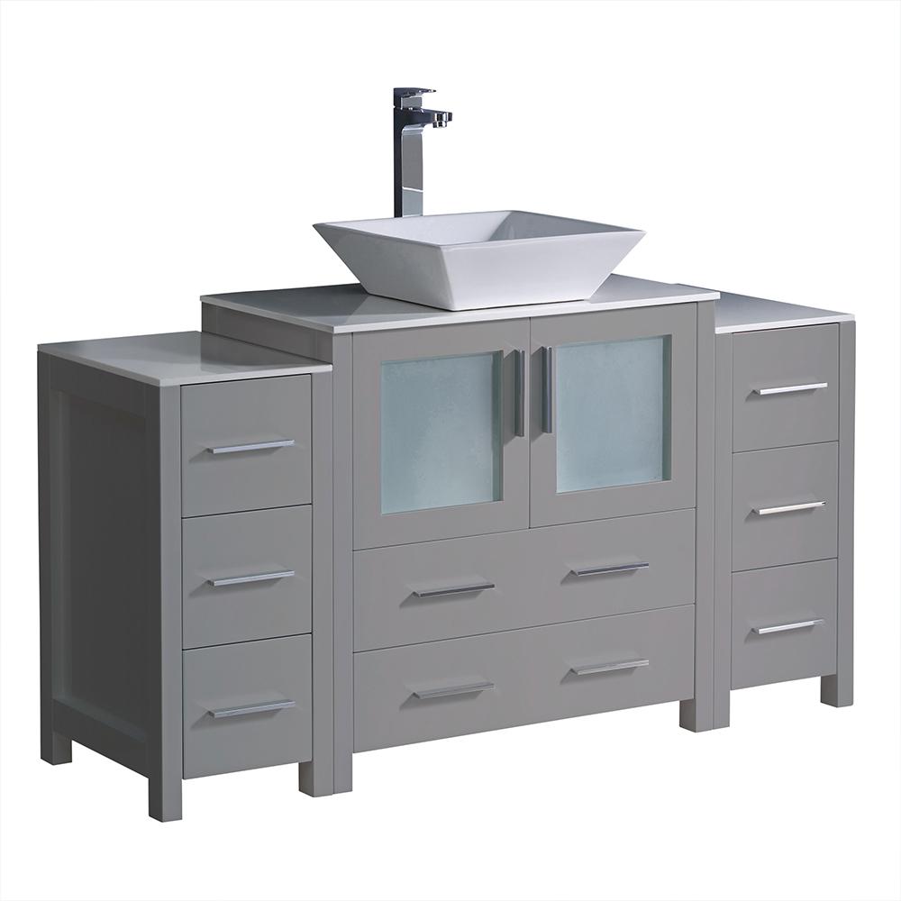 Gray Ceramic Vanities With Tops Bathroom The Home Depot Torino 54 In Bath Vanity