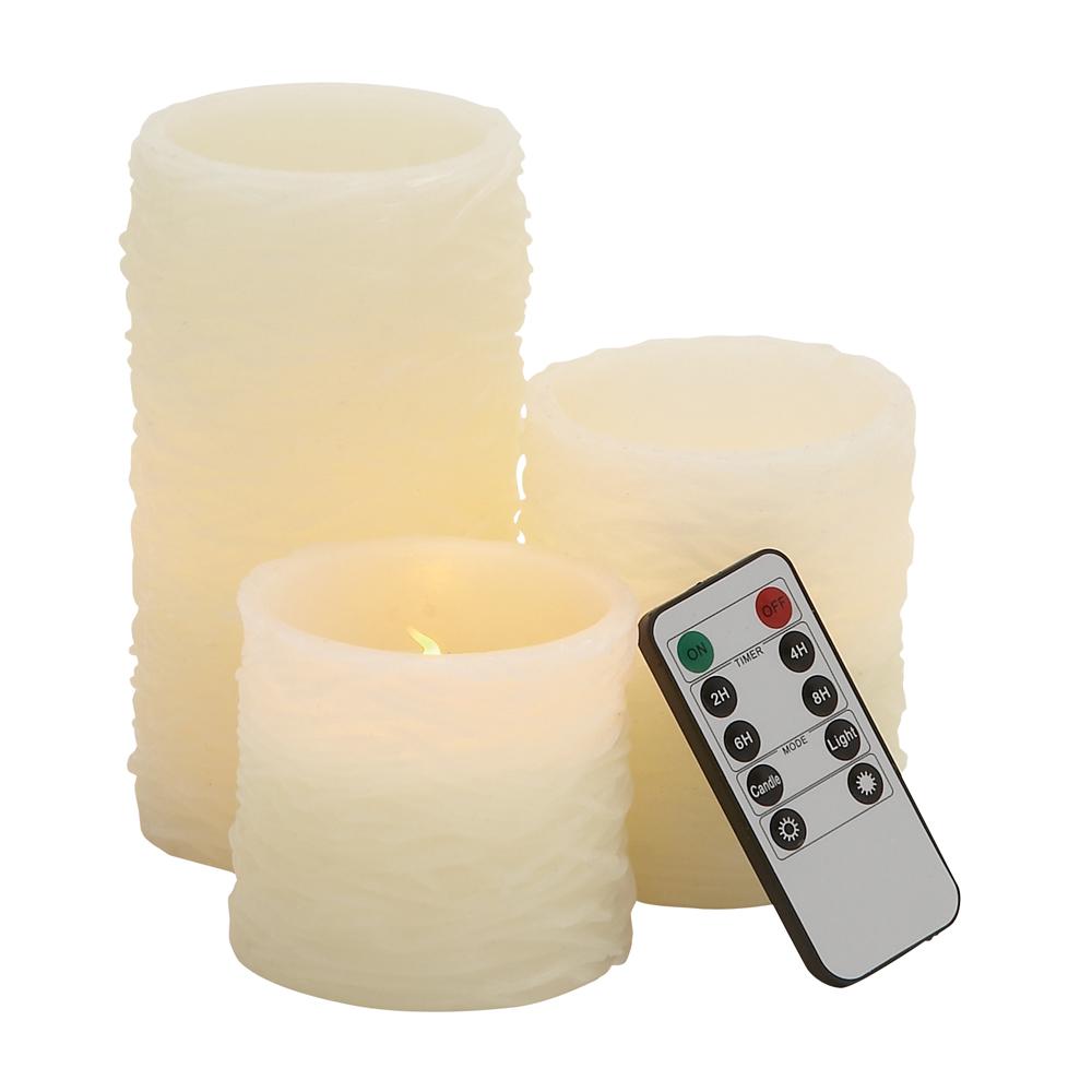 LITTON LANE Large 6 in; Medium 4 in; Small 3 in. Ivory Wax Flameless