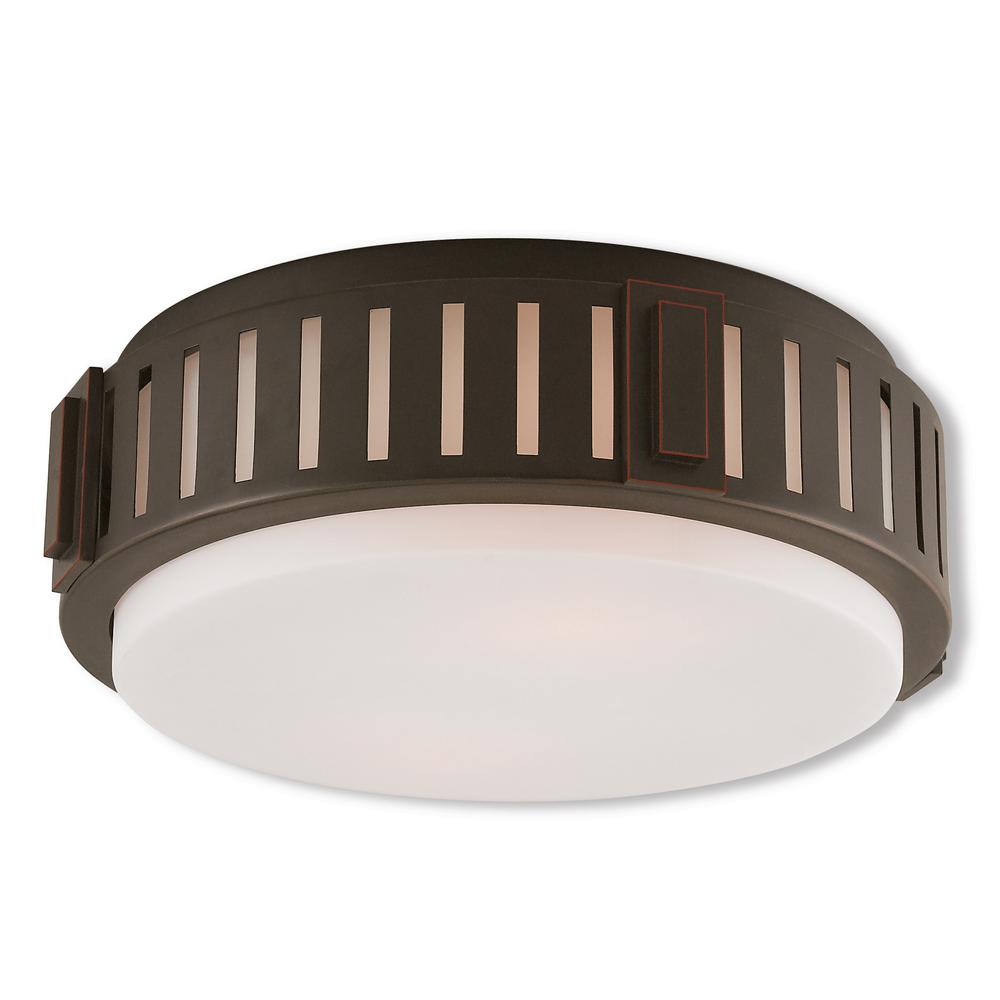 livex lighting portland 2 light olde bronze flushmount 65512 67