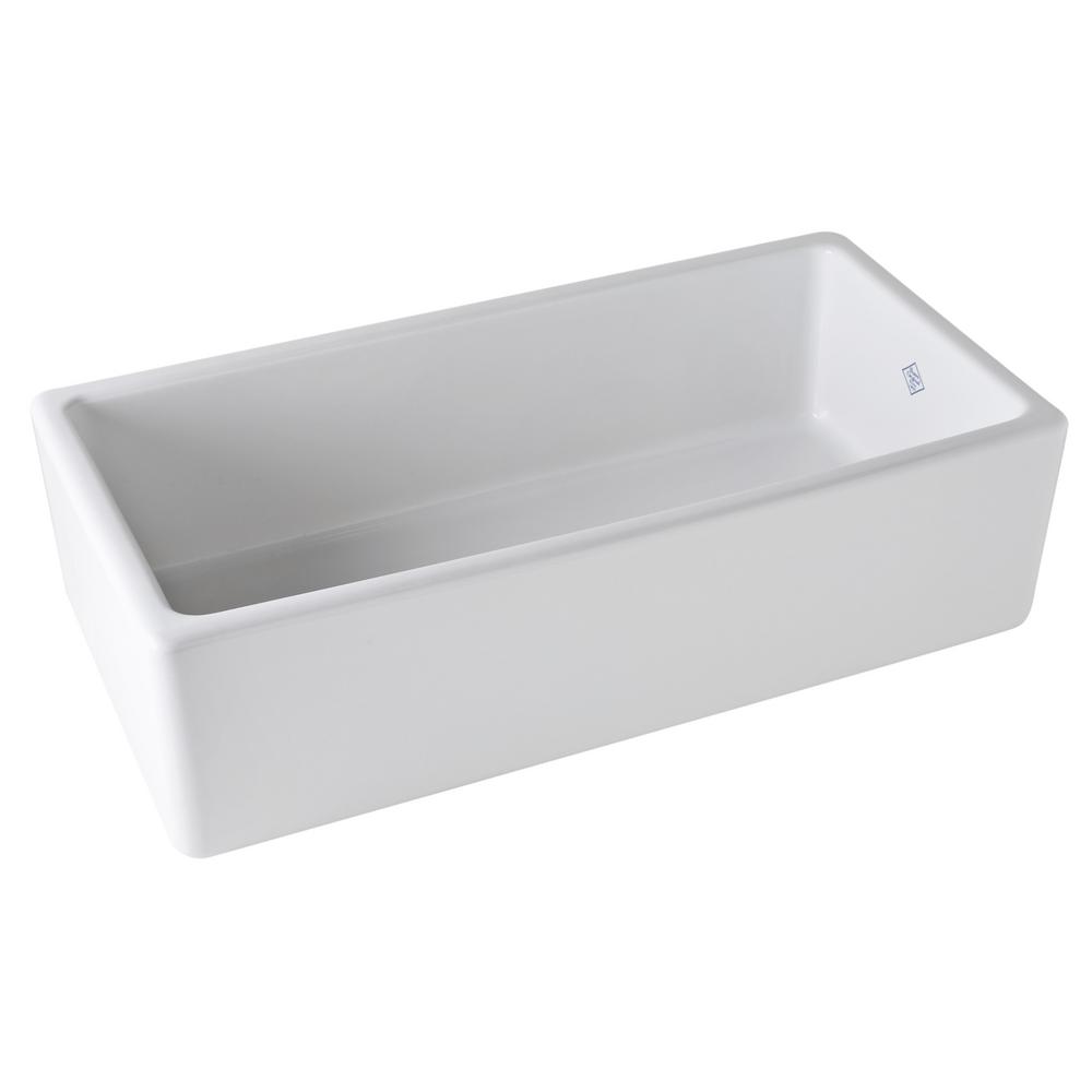 Rohl Lancaster Farmhouse Apron Front Fireclay 36 In Single Bowl Kitchen Sink In White