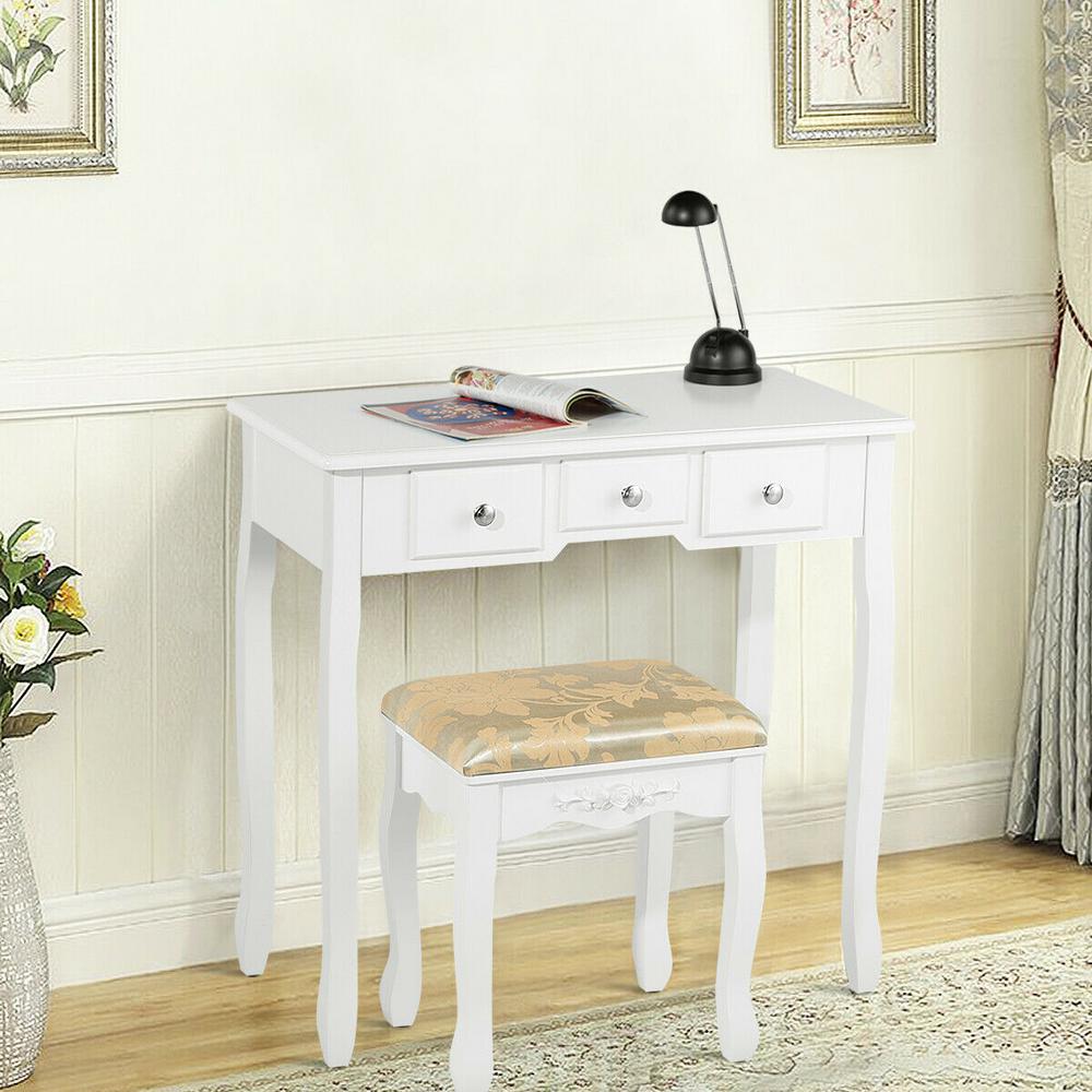 Costway 5 Drawer Vanity Table Set Dressing Table Set Make Up Table