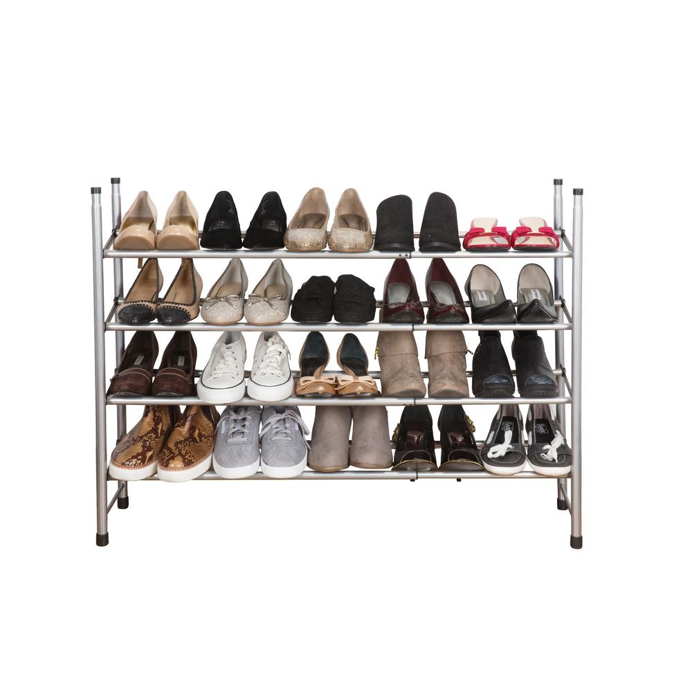 Simplify 24 5 In X 8 75 In X 27 In 24 Pairs 4 Tier Iron Expandable Shoe Rack 23208 The Home Depot