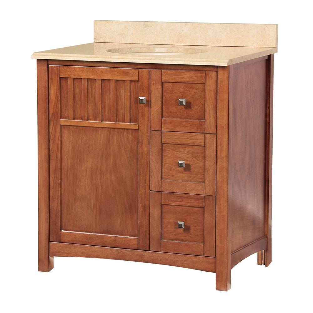 Foremost Knoxville 31 in. W x 22 in. D Vanity in Nutmeg with Vanity Top