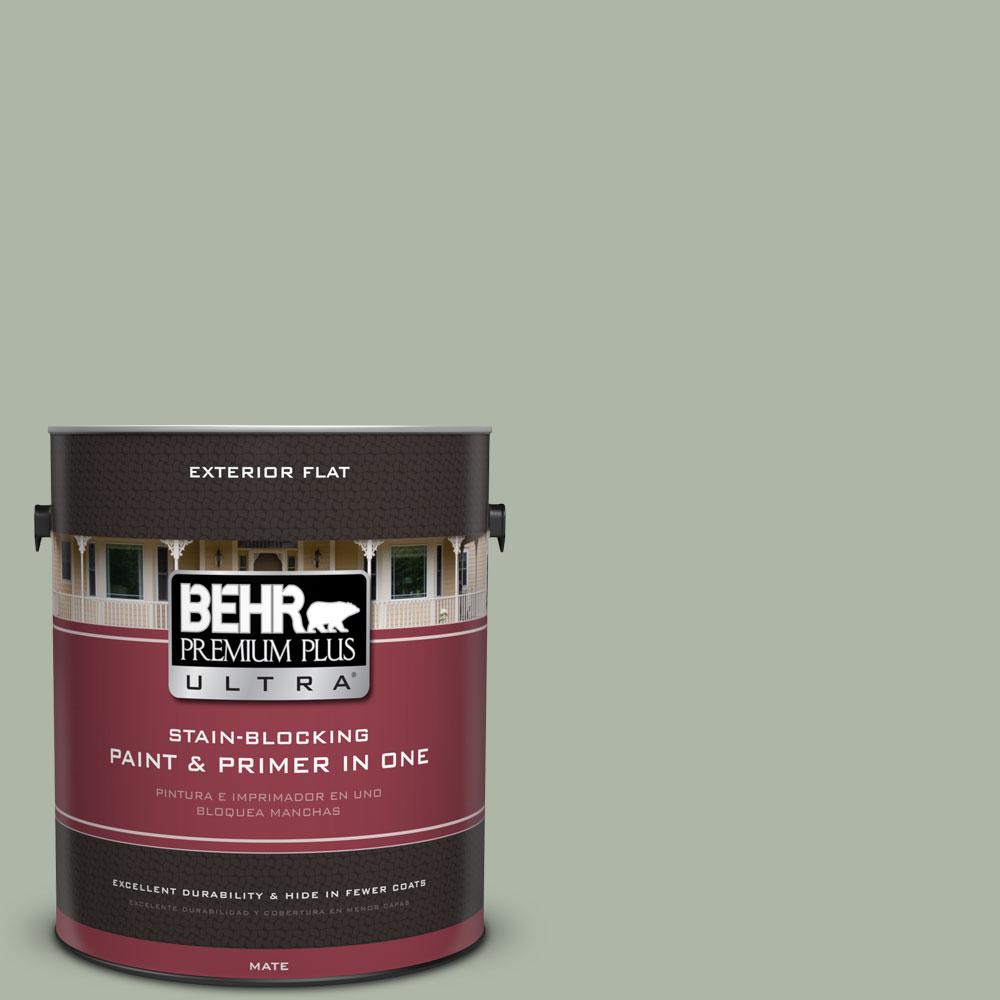 BEHR Premium Plus Ultra 1gal. ICC56 Green Tea Flat Exterior Paint485401 The Home Depot