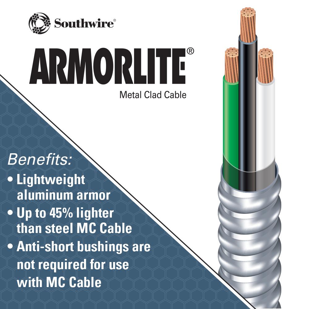 Southwire 10/3 x 250 ft. Solid CU MC (Metal Clad) Armorlite Cable