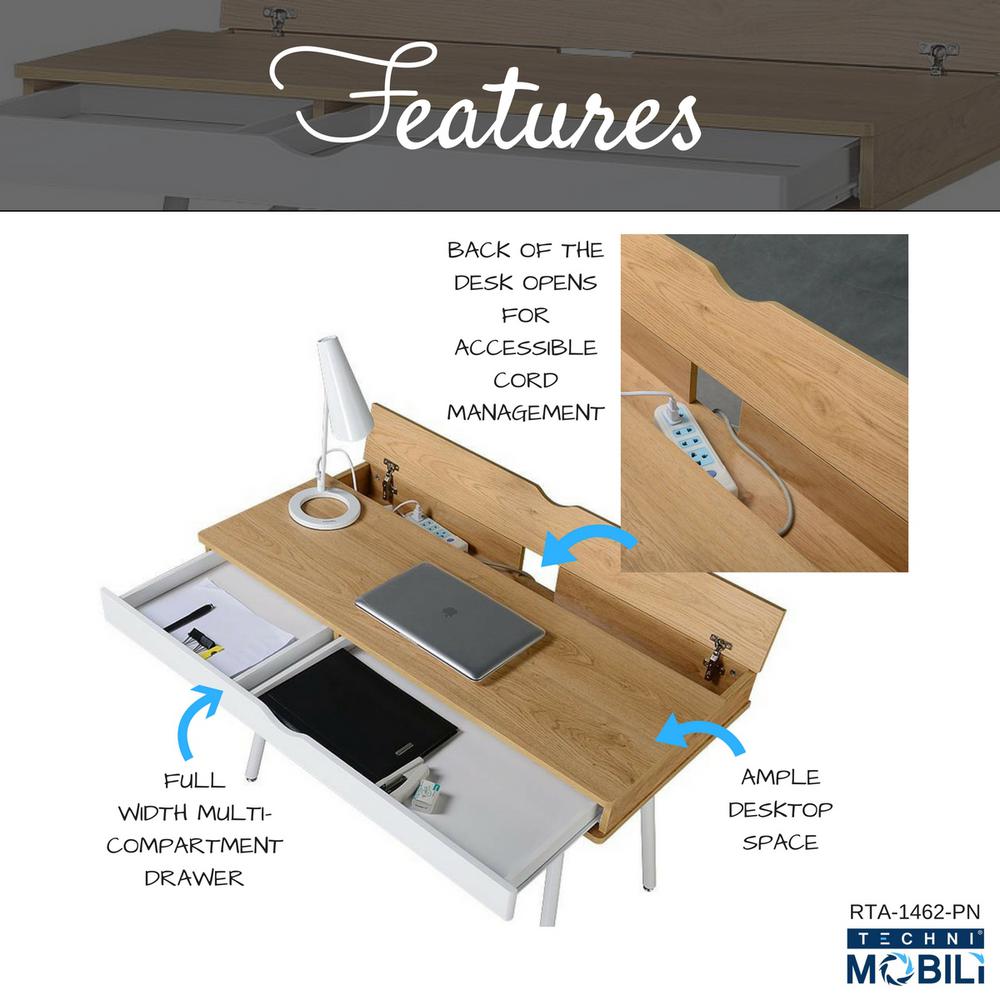 Techni Mobili Modern Multi Storage Computer Desk With Rta Techni Mobili Modern Multi Storage Computer Desk With Rta 1462 Pn The Home Depot
