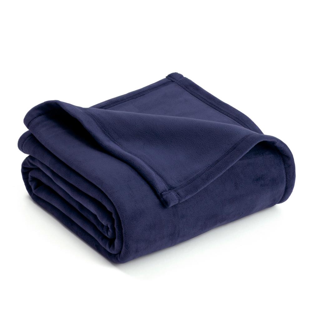 Vellux Microfleece Navy Polyester Twin Blanket 027399025629 - The Home ...