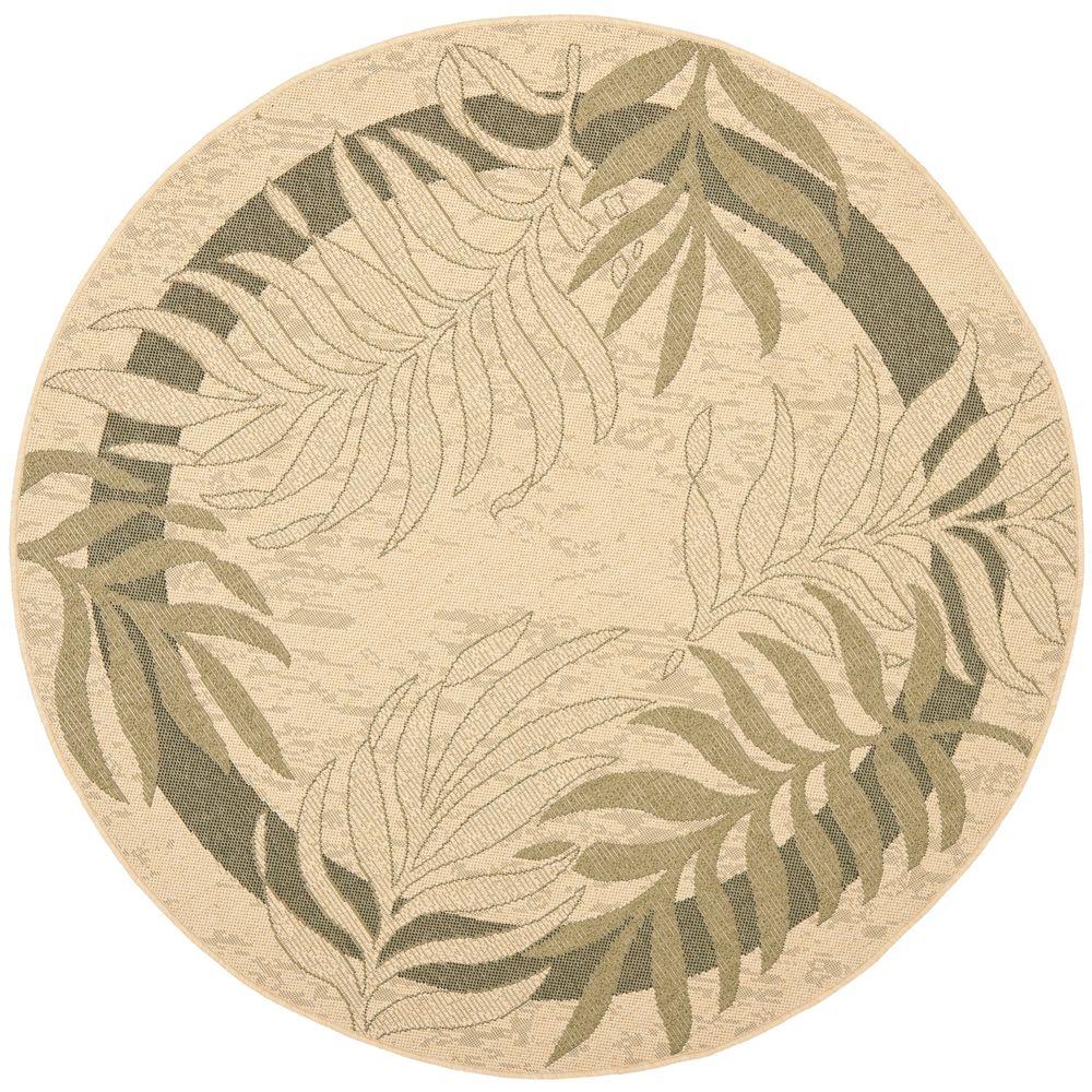 Safavieh Courtyard Cream Green 7 Ft X Indoor Outdoor Round Area Rug