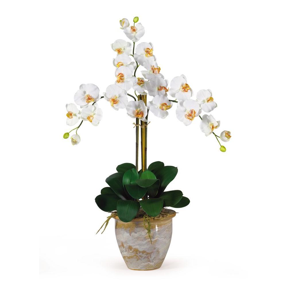 Nearly Natural 27 in. Triple Stem Phalaenopsis Silk Orchid Flower