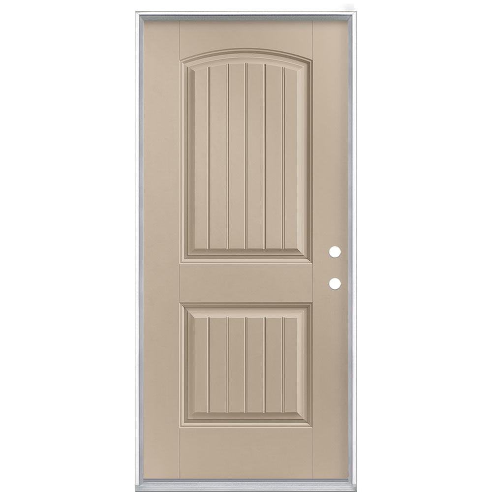 Masonite 36 In X 80 In Cheyenne 2 Panel Left Hand Inswing Painted Smooth Fiberglass Prehung Front Exterior Door No Brickmold