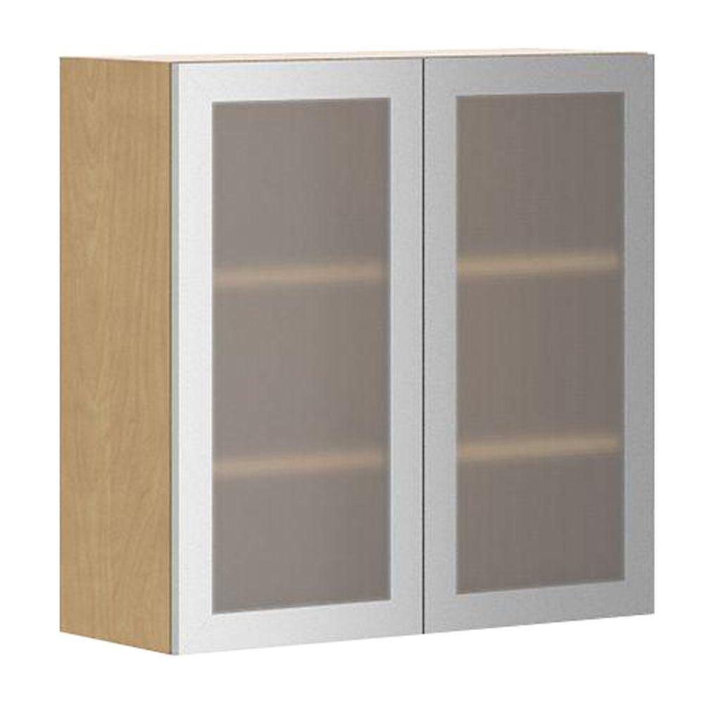 Adler Glass Ready To Assemble Kitchen Cabinets Copenhagen Wall Cabinet In Maple Melamine And Glass