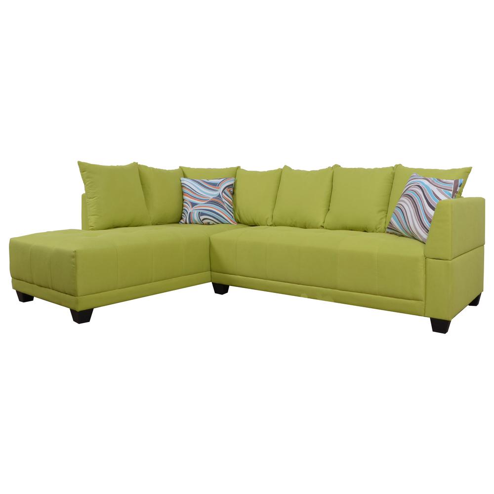 Star Home Living Green Single Tufted Linen Right Sectional