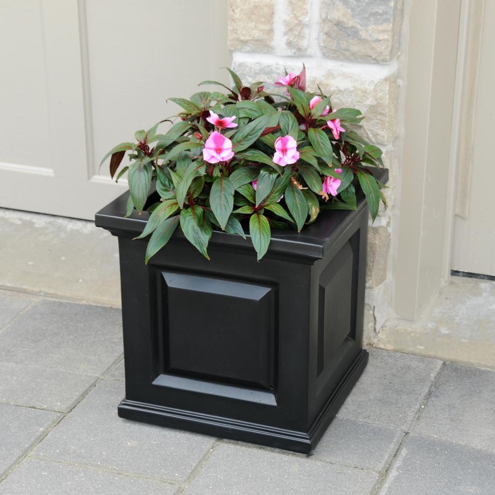 Mayne Nantucket 16 in. Square Black Plastic Planter-5865-B - The Home Depot