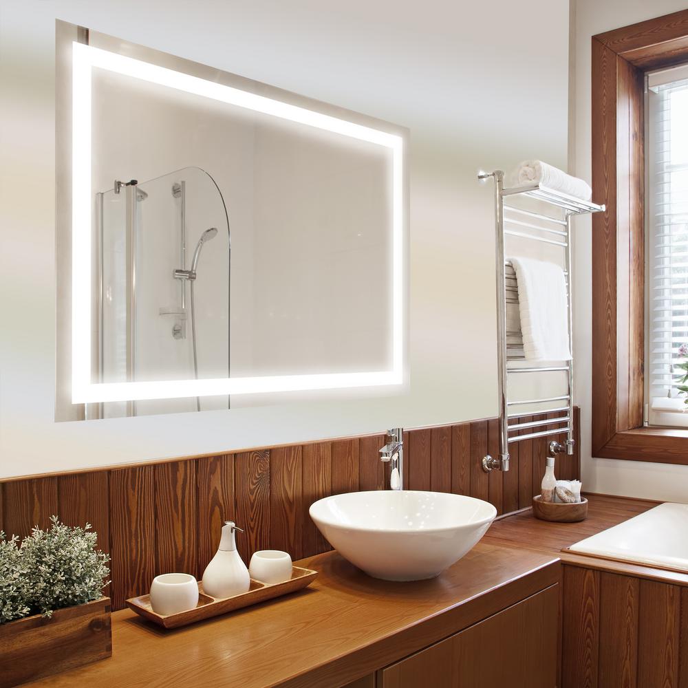 72 Mirrors Wall Decor The Home Depot Led Wall Mounted Backlit Vanity Bathroom Mirror
