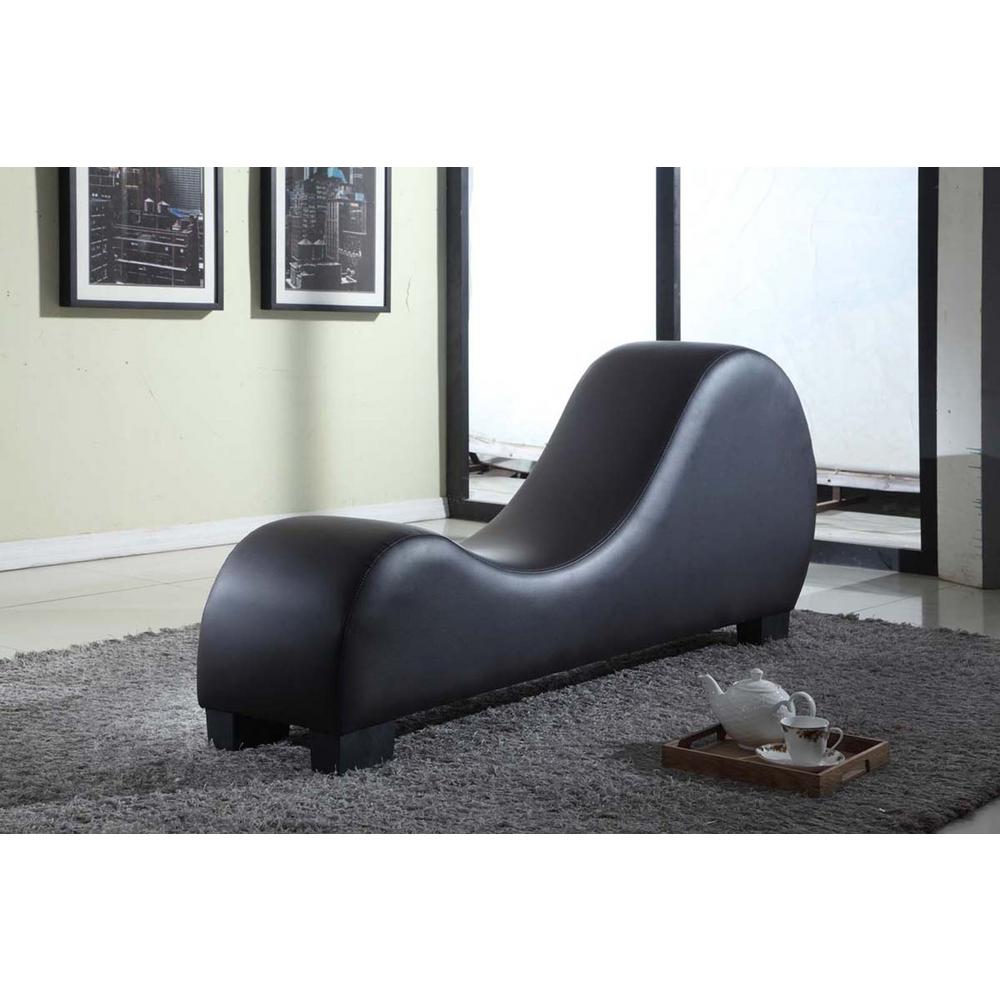 Black Faux Leather Chaise Lounge CL 10 The Home Depot