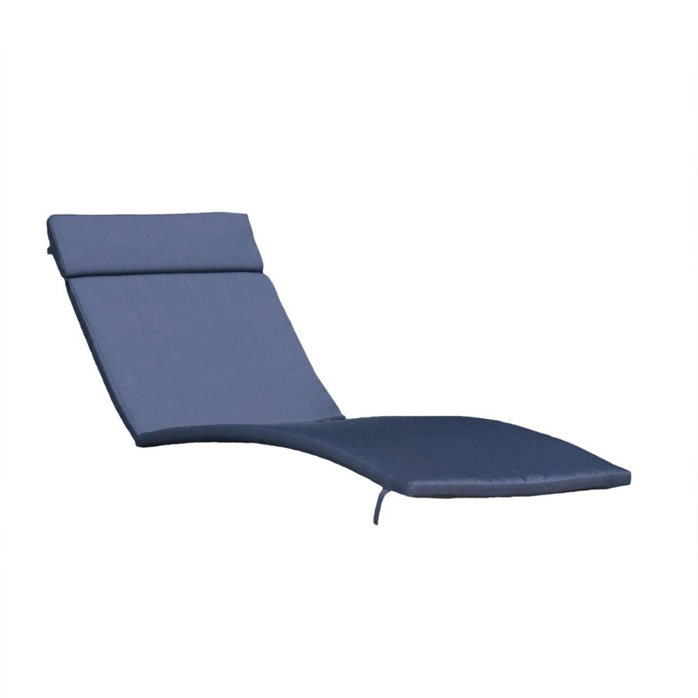 Noble House Miller Navy Blue Outdoor Chaise Lounge Cushion ...