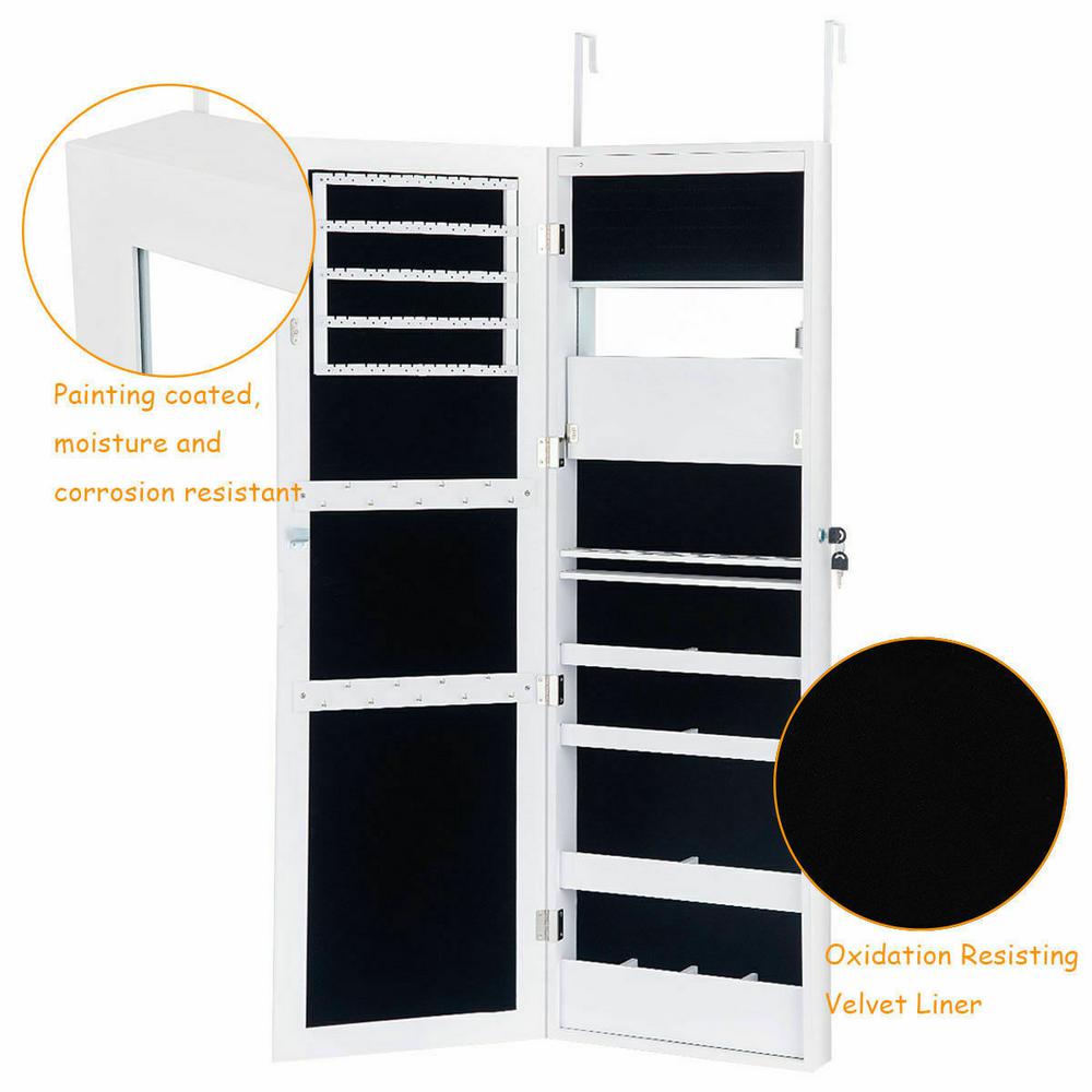 Costway Lockable Mirror Jewelry Cabinet Armoire Organizer Wall