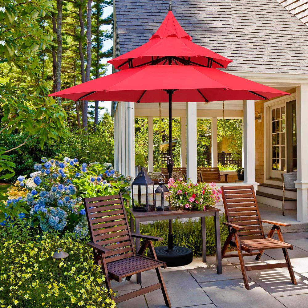 Maypex 9 Ft Steel Crank Pagoda Market Patio Umbrella In Red 300005 R The Home Depot