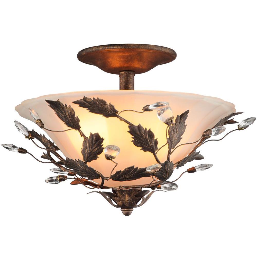 Hampton Bay Edendale 2 Light Oil Rubbed Bronze Semi Flush Mount